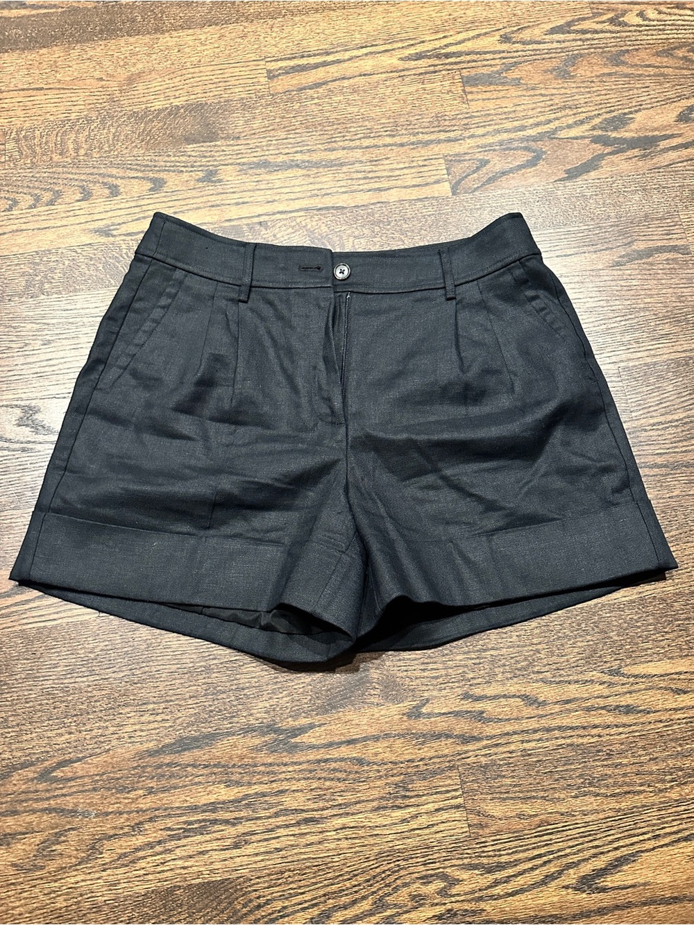 J. Crew Black High-Waist Tailored Linen Shorts